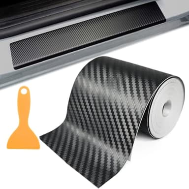 Carbon Folie Auto, 10cmx300cm Carbon Folie Selbstklebend, Karbon Folies für Auto, Einstiegsleisten Schutz Aufkleber, Carbonfolie Lackschutzfolie mit Kunststoffschabern, für Autos Fahrrad Motorrad
