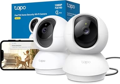 Tapo TP-Link C200P2 360° Überwachungskamera für den Innenbereich, 1080P, Nachtsicht, Bewegungserkennung, Zwei-Wege-Audio, kompatibel mit Alexa&Google Assistant, für Babys/Haustiere, 2 stück C200