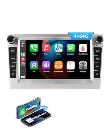 ESSGOO 4+64G Wireless Carplay und Android Auto Autoradio Für Vauxhall Opel Corsa C/D Zafira B Astra G/H Meriva Signum Combo, 7 Zoll Touchscreen Radio mit Bluetooth FM RDS GPS WiFi Silber