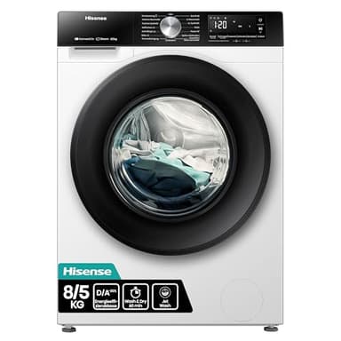 Hisense WD3S8043BW3 Waschtrockner/ConnectLife /16 Programme /8 KG, 54 Liter /1400 U/min/Dampffunktion/JetWash/Anti-Allergie Program/Auto Program/Eco Wash/Steam Refresh/Wolle/EEK A-D