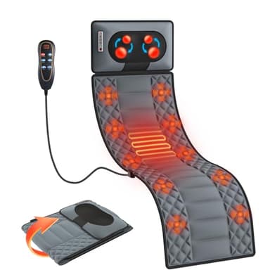 Massagematte mit Wärmefunktion, Shiatsu Massagematte Ganzkörpermassage, Massagesitzauflage mit 30 Massageköpfe 9 Vibrationsmotoren, Nacken und Schulter-Rückenmassagegerät Geschenke für Männer Frauen