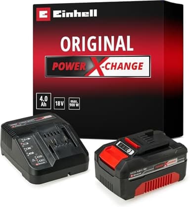 Original Einhell Starter Kit PXC 4,0 Ah (18 V, 900 W, Akku + 3 A Ladegerät, 75 min Ladezeit, Power X-Change, Li-Ion, Lademanagement, LED-Anzeige)