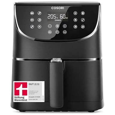 COSORI Heißluftfritteuse, Airfryer Testsieger 2024, 11-in-1 Air Fryer XXL 5,5L, Heissluftfritteuse mit Shake-Reminder, 97,3 Prozent ölsparend, 67,5 Prozent energiesparend, spülmaschinenfest Körbe