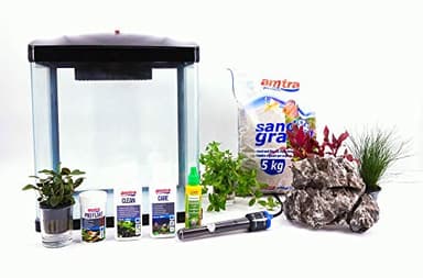AquaOne HR-300 schwarz inklusive Dekoration Nano Aquarium Komplettaquarium Filteranlage Nanoaquarium Set Filter Beleuchtung