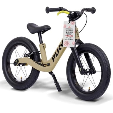 PUKY Next 14" Sand/Black | Höhenverstellbares Laufrad 2–6 Jahre | Kinderlaufrad ab 2 Jahren | Lauflernrad mit Bremse & Sicherheitslenkergriffen | Balance Bike | FlipChip-Technologie 12-Zoll Räder