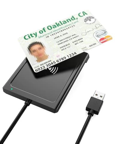 USB Chipkartenleser mit NFC - Smart Card Reader/SIM Kartenlesegerät - Kompatibel mit Windows, Linux, Android -DOD Military Kartenleser für den Neuen Personalausweis Gesundheitskarte Bankkarten