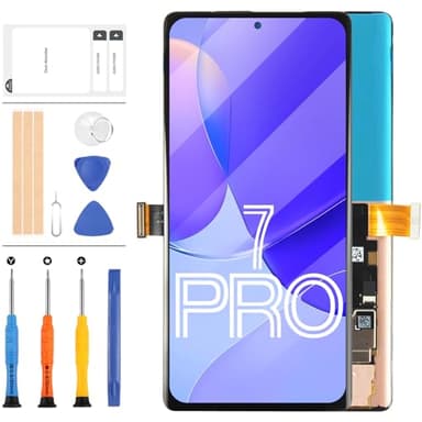 OLED-LCD-Bildschirm für Google Pixel 7 Pro 5G Display mit Halterung für Pixel 7 Pro GP4BC GE2AE GFE4J LCD-Display Touchscreen Digitizr Montage-Reparatur-Set (6,7 Zoll schwarz, nicht für Pixel 7/7A)