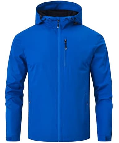 Huayuzh Regenjacke Herren Wasserdicht Leichte Regenmantel Camping Wandern Atmungsaktiv Packbare Softshelljacke mit Kapuze Blau L