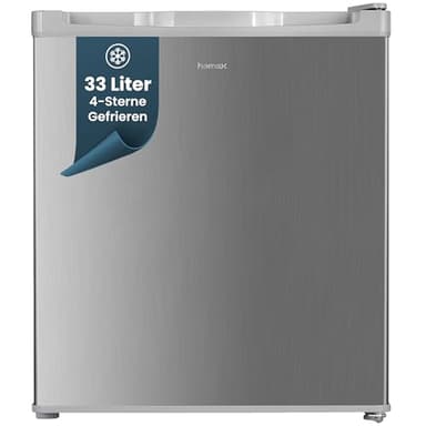 homeX Mini Gefrierschrank, Gefriertruhe klein - 33L Nutzinhalt, 4-Sterne Gefrierbox, freistehend, kompakte Tiefkühltruhe, Mini Freezer mit Temperaturregelung, kleiner Tiefkühlschrank, leise, silber