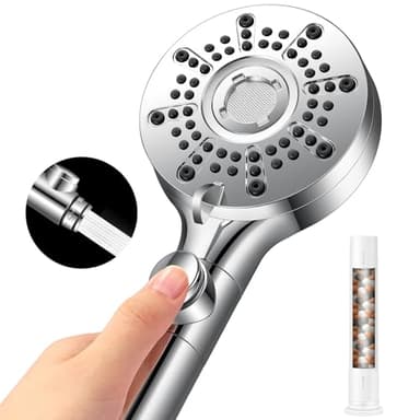 Duschkopf mit Filter, Hochdruck Brausekopf Dusche mit 5+1 Strahlarten, Sparduschkopf mit Filter-Funktion,Wasserstopp-Funktion, Abnehmbar für den Einsatz als Spritzpistole