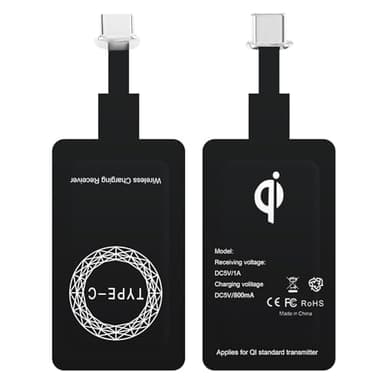 USB Typ C Qi Wireless Ladeempfänger Adapter für Samsung Galaxy A56 A36 A26 A16 A52s A72 A32 A51 A50 S25 S24 S23, Huawei, Xiaomi, Google Pixel und andere Typ C Smartphones, Kabelloses Induktives Laden