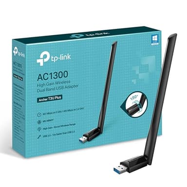 TP-Link Archer T3U Plus AC1300 High Gain USB WLAN Stick Adapter mit Antennen(bis zu 867 Mbit/s 5GHz, 400 Mbit/s 2,4GHz, Kompatibel mit Windows 11/10/8.1/8/7, Mac OS 10.15 und früher