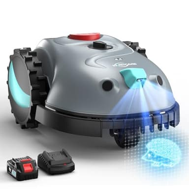 YARDCARE V100 Mähroboter ohne Begrenzungskabel, mit Vision Navigation, Spiralschnitt, 150 Hinderniserkennung, Rasenroboter bis zu 150 m², 4Ah Akku Rasenmäher Roboter mit Kamera, Ersatzklingen