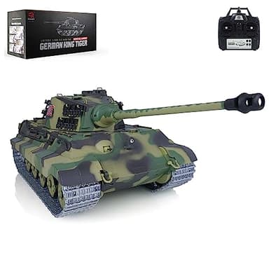 Wheelfun 2.4G Heng Long 1/16 7.0 Upgraded German King Tiger RTR RC Tank 3888A Infrarot Combat Lifting Barrel Light Sound BB Shooting Airsoft Tank
