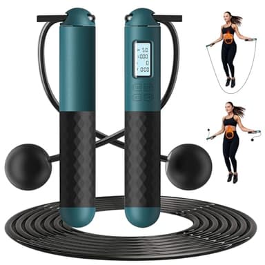 Springseil Erwachsene Springseil mit Zähler Einstellbares Springseil mit Kugellager und rutschfesten Griffen Schnurloses Springseil für Workout/Fitness/Boxen für Männer/Frauen Wasser-Infuser