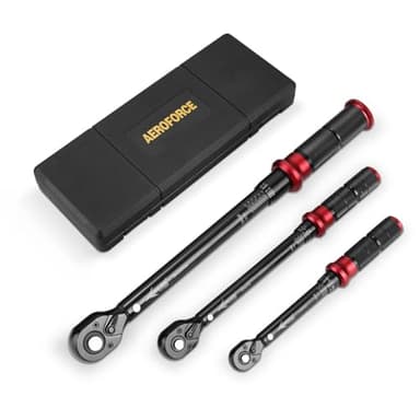 AEROFORCE Drehmomentschlüssel 1/4" & 3/8" & 1/2", 3 teilig Drehmomentschlüssel Set 5-25Nm, 10-60Nm, 20-220Nm, ±3% Fehlergenauigkeit mit 72 Zähne Wende Ratschenkopf für Fahrrad, Auto, Motorrad