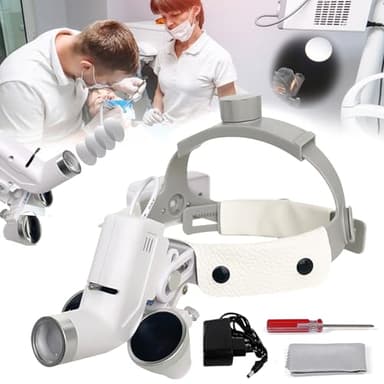 Lupenbrille, Medizinische Dental Chirurgisch Lupenbrille 3.5x420mm mit Einstellbarer Lampe Verstellbarer Pupillendistanz 5W LED Binokularlupen für Medizinische Dental Chirurgisch Leder