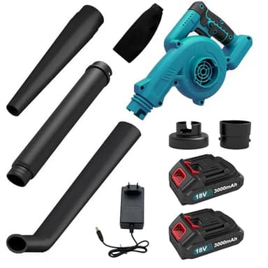 Akku Laubbläser & Staubsauger 2-in-1, mit 2X 3000mAh Akku und Ladegerät, 18V Bürstenloser Motor mit 16000 U/min, Handheld Laubsauger Multifunktional mit 3 Geschwindigkeiten