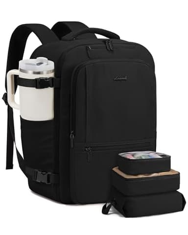 LOVEVOOK 50L Reiserucksack Groß, Rucksack Handgepäck Flugzeug mit 18 Zoll Laptopfach, Wasserdicht Travel Backpack Carry On Luggage, Business Kofferrucksack Herren Damen für Arbeit Reise, Schwarz