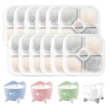 Kasanni 12 StüCk Katzenbrunnen Filter Filter Trinkbrunnen Filter Trinkbrunnen Katzen für Catit Pixi Trinkbrunnen Filter Harz-Aktivkohle-Dreifachfiltersystem wasserfilter katzenbrunnen