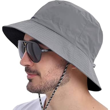 Unisex Breiter Krempe Boonie Hut,Verstellbare Eimer Sonnenhut für Herren und Damen,UV-Schutz und Wasserdicht Fischerhüte,Atmungsaktiv Boonie für Outdoor-Angeln Gartenarbeit Safari Strand (Grau)