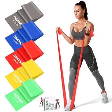 Fitnessbänder Set 5er, 2M Gymnastikband Resistance Bands in 5 Stärke Fitnessband Widerstandsbänder mit Übungsanleitung für Pilates Yoga Krafttraining für Männer und Frauen