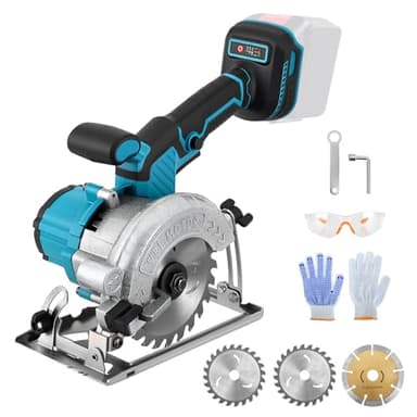 Akku-Kreissäge kompatibel mit Makita 18V Akku, Bürstenlose Mini Handkreissäge mit 2 Sägeblättern (125mm), 45 mm Schnitttiefe, 0–45° Einstellbarer Winkel für Holz und Fliesen (Ohne Batterie)