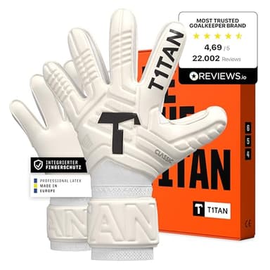 T1TAN Classic 1.0 White-Out Junior (FP) - Torwarthandschuhe Kinder - mit Fingerschutz - Fußballhandschuhe für Torhüter - Größe 6