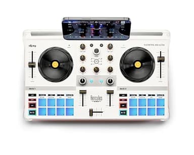 Hercules DJControl Mix Ultra – Drahtloser 2-Deck Controller mit Akkubetrieb – Optimiert für Algoriddim djay – Hochwertige Verarbeitung & RGB-Pads – Das ultimative Mobile-DJ-Set