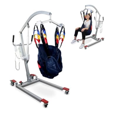 Mobiclinic®, Patientenlift, Elektrisch, Modell fortuna basic, Inklusive transfergurt, Tragfähigkeit bis 180 kg, Zwei akkus, Hebelift für patienten, Verstellbar, Sicherheitsrollen, Schwerlast