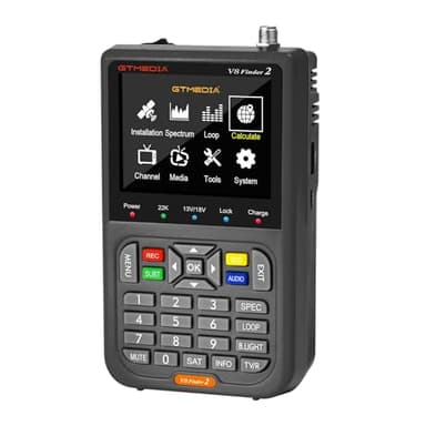 GT Media V8 Finder2 Satelliten Finder Meter Digital Sat Finder Messgerät Satellitenerkennung DVB-S2X Signalempfänger Decoder H.264 HD 3,5" LCD 4000mAh Zur Einstellung der Satellitenschüssel