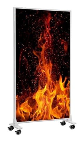 Könighaus Bild Infrarotheizung Standgerät - 1000 Watt - Energiesparend = wärmt innerhalb von 2 Minuten - mit Standfüßen & Thermostat - mobile Standheizung - Echter Hingucker mit Motiv: Lagerfeuer
