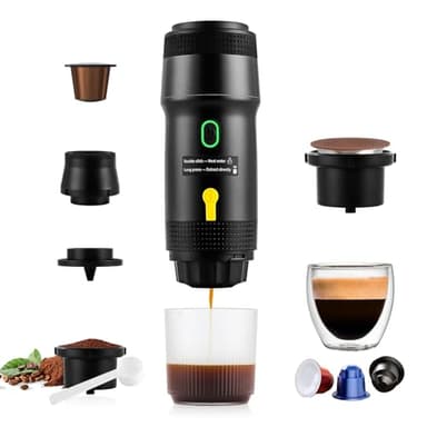 obecilc tragbare Espressomaschine, 20 Bar portable espresso maker, 3-in-1-Camping-Kaffeemaschine, selbsterhitzend, kompatibel mit gemahlenem Kaffee und Kapseln für Wandern, Büro und Wohnmobil