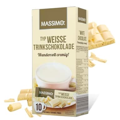 Massimo Weiße Trinkschokolade, 16er Vorratspackung (16 x 250g) 160 Sticks Aromatisiertes Getränkepulver, Kakaopulver für weißer Schokolade, löslich, cremig
