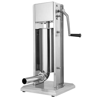 Zelsius Profi Wurstfüllmaschine aus Edelstahl | 5 Liter, Silber | Inkl. 4 verschiedene Füllrohre | Wurstfüller, Wurstpresse, Wurstmaschine mit 2-Gang-Getriebe, Entlüftungsventil und Handkurbel