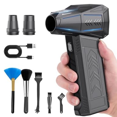 Staubgebläse Druckluft, 3-Gang 130,000 U/min Turbo Duster Compressed Air, Elektrische Staubgebläse mit 3000mah Akku, Mini Gebläse Reinigungsset für PC Tastatur Elektronik Outdoor Haus Auto Sofa