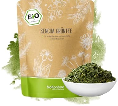 Grüner Sencha Tee BIO 1000 g I lose und geschnitten I aromatischer bio Sencha Grüntee I 100% natürlich I bioKontor