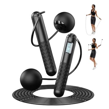 Flintronic Springseil mit Zähler, Springseil mit LED-Anzeige, digitales kabelloses Springseil, professionelle Kugellager und rutschfeste Griffe, verstellbares Springseil für Damen, Herren, Erwachsene