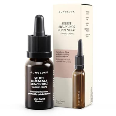 JUNGLÜCK Selbstbräunungskonzentrat - Vegan | Flüssiges Selbstbräuner Serum verleiht eine natürliche und gleichmäßige Bräune zum Mischen mit der Gesichtspflege | Tanning Drops für sanfte Bräune