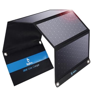BigBlue 28W Tragbar Solarladegerät mit 3 USB-Anschlüssen(4,8A insgesamt), IP44 Wasserdicht Solarpanel, Faltbar, Ideal für Outdoor Aktivitäten, für Wiederaufladen Powerbank-iPhone Android GoPro