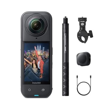 Insta360 X5 Motorrad-Bundle - wasserdichte 8K 360°-Kamera, robuste austauschbare Linsen, 3 h Akku, klarer Sound, Stabilisierung, Unsichtbarer Selfie-Stick-Effekt, führend bei wenig Licht