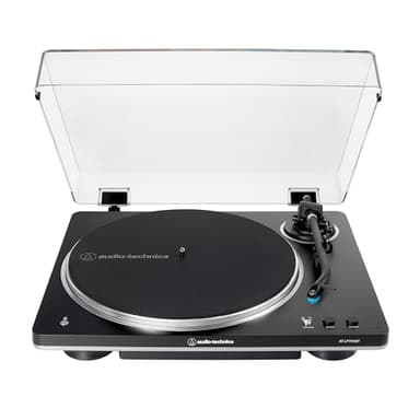 Audio-Technica AT-LP70XBT Vollautomatischer, kabelloser Plattenspieler mit Riemenantrieb (Schwarz/Silber)