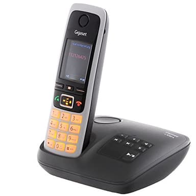 Gigaset C430A - Schnurloses DECT-Telefon mit Anrufbeantworter und Freisprechfunktion, klassisches Mobilteil mit TFT-Farbdisplay, schwarz-silber