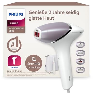Philips Lumea IPL Series 8000 – IPL-Gerät zur Haarentfernung, Alternative zur Laser-Haarentfernung, inkl. Trimmer und 4 Aufsätzen für Körper, Gesicht, Bikinizone & Achseln (BRI949/00)
