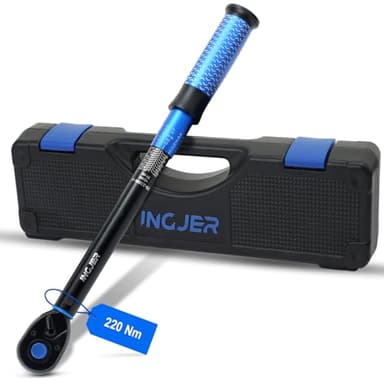 INGJER Upgrade Drehmomentschlüssel Auto 1/2 Zoll, 20-220 NM Einstellbar Drehmomentschlüssel Fahrrad, ±3% Fehlergenauigkeit, 72 Zähne Drehmoment-schlüssel für Auto, torque wrench Motorrad Reparatur