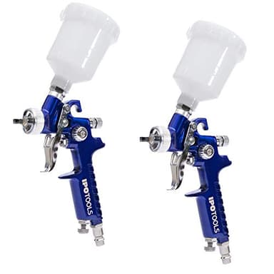 2X IPOTOOLS Mini HVLP Lackierpistole Spritzpistole 0,5mm & 0,8mm Düse - H2000 Profi Farbsprühsystem Spraypistole mit 125 ml Plastikbecher und Edelstahldüse 0,5 mm & 0,8 mm Düsensatz