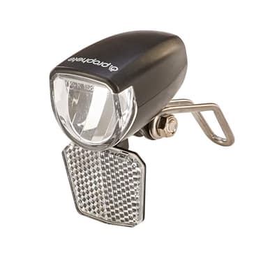 Prophete Fahrrad LED-Scheinwerfer – 15 Lux, mit EIN-/Ausschalter & abnehmbarem Reflektor – Für Naben- &, Seitendynamo – StVZO zugelassen – Kompakter Scheinwerfer mit Nirosta-Halter