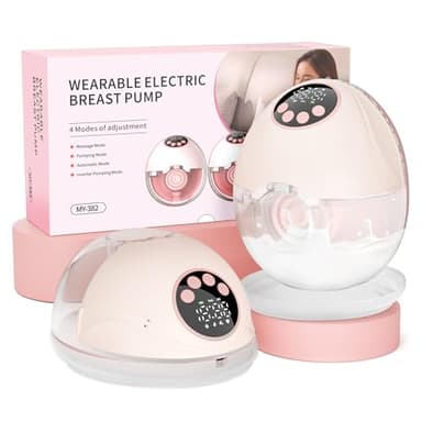 SeyYega Milchpumpe Elektrisch Tragbare, Elektrische Milchpumpe Handsfree 4 Modi 12 Stufen mit 17/19/21 mm komfortabler Flansch, Privat, mit Ersatzzubehör im Lieferumfang Rosa (2 Packs)