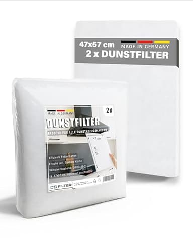 2x Filter Dunstabzugshaube 47x57 cm – zuschneidbare Fettfiltermatten aus Vlies, ca. 10 mm stark – universell passend für alle Dunstabzugshauben & Umlufthauben - weiß