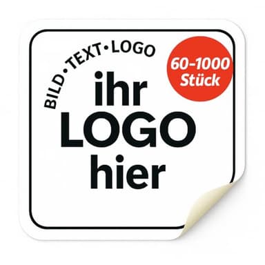 Personalisierte Aufkleber selbst gestalten (60 Stk) – Für Logos, Verpackung, Bilder – Wasserfest & spülmaschinenfest – Ideal für Unternehmen & DIY